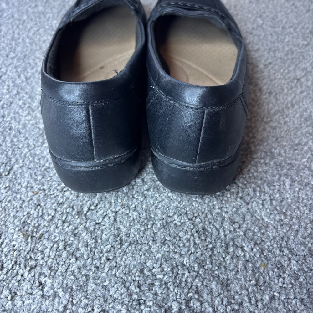 Clarks Loafers Womens 9.5 Black Leather Braided Ultimate Comfort Shoes office - Picture 5 of 11